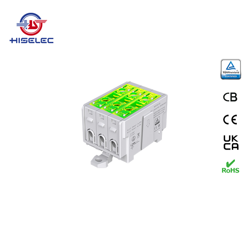 SAT16-33 series yellow/green 3 ways Al/Cu universal terminal block