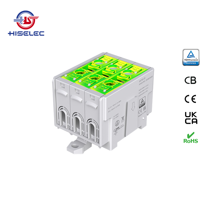 SAT50-33系列黄绿色 3回路 铝铜通用接线端子