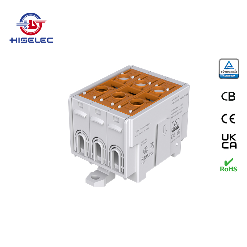SAT50-34系列棕色 3回路 铝铜通用接线端子