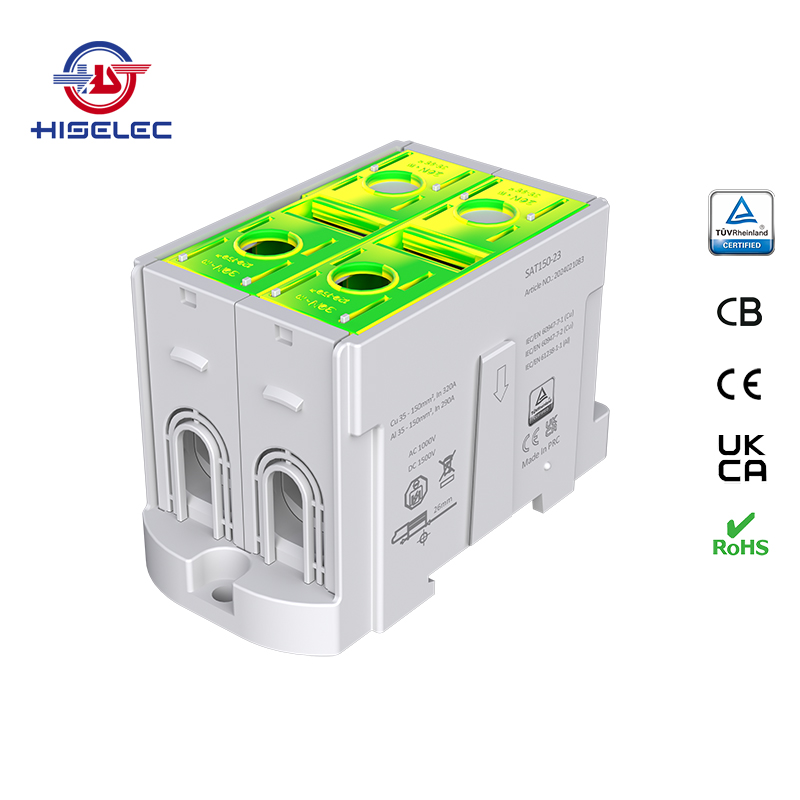 SAT150-23 series yellow/green 2 ways Al/Cu universal terminal block