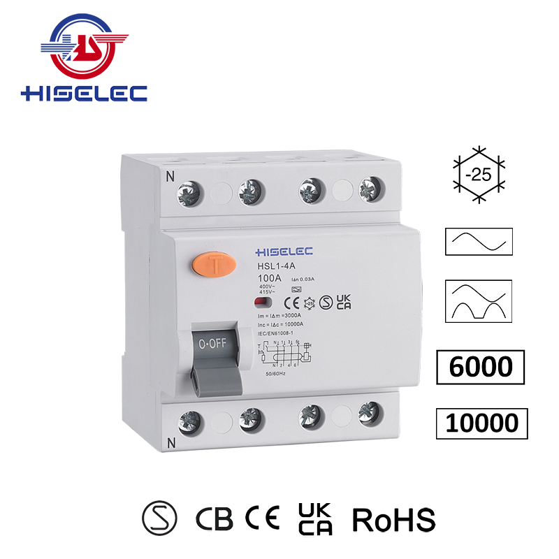 漏电断路器RCCB HSL2-4A type A 6kA 3P+N