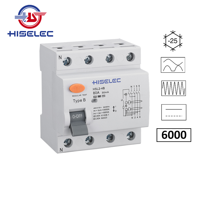 RCCB HSL2-4B type B 6kA 3P+N